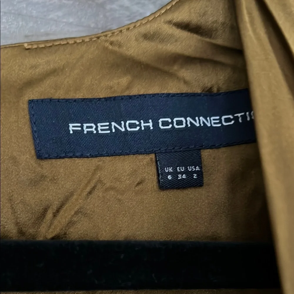 French Connection Green Ruched Tie Front Mini‎ Dress - Picture 2 of 3